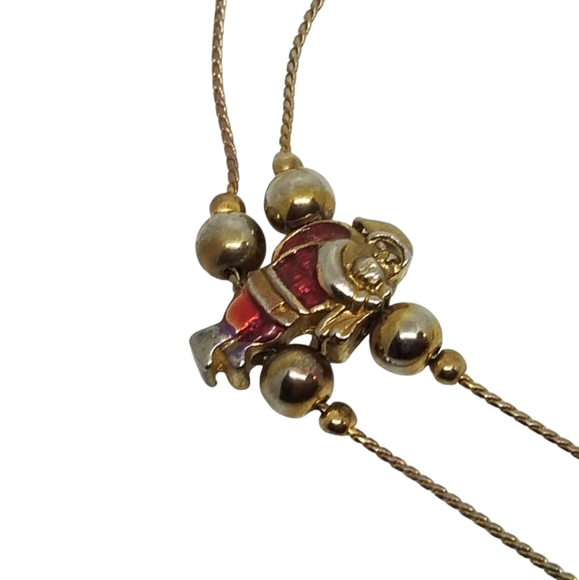 VINTAGE FESTIVE CHRISTMAS SLIDER CHARM GOLDTONE NECKLACE - Picture 6 of 8